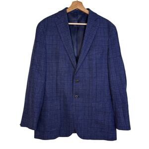 Jos A Bank 1905 Linen Blend Glenn Plaid Sport Coat size 42R blue Formal Cocktail